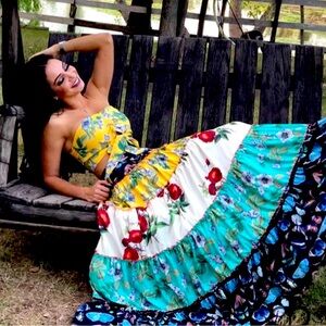 Matching set Maxi Skirt and Crop Top.